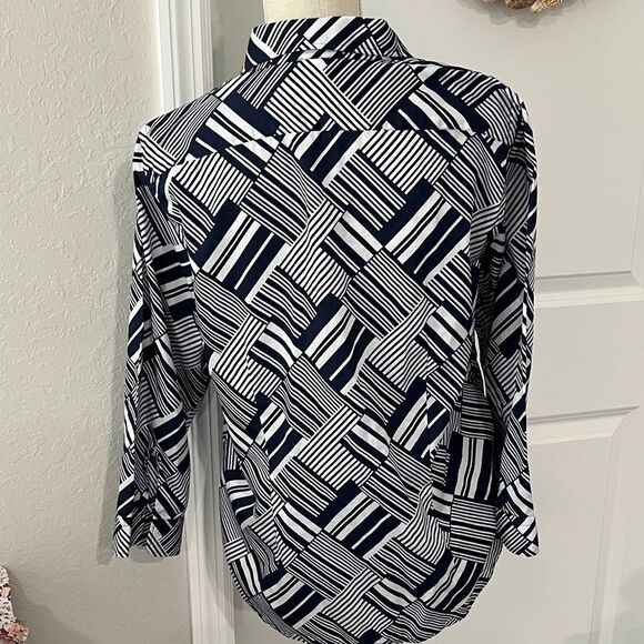 Ralph Lauren Navy and White Striped Button Down Shirt - Picture 6 of 9